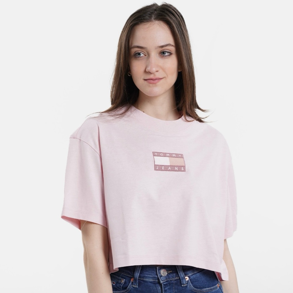 Tommy Hilfiger Light Pink Logo Crop Top